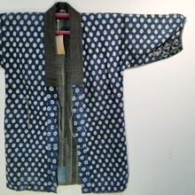 Load image into Gallery viewer, Noragi Boro Indigo Sashiko Kasuri Ikat Jacket