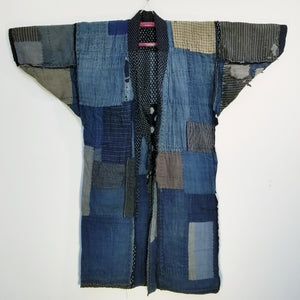 Patchwork Aizome Boro Meiji Antique Reversible Noragi Jacket