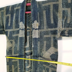 Edo Meiji Indigo Aizome Japanese Fireman's Reversible Hanten Jacket
